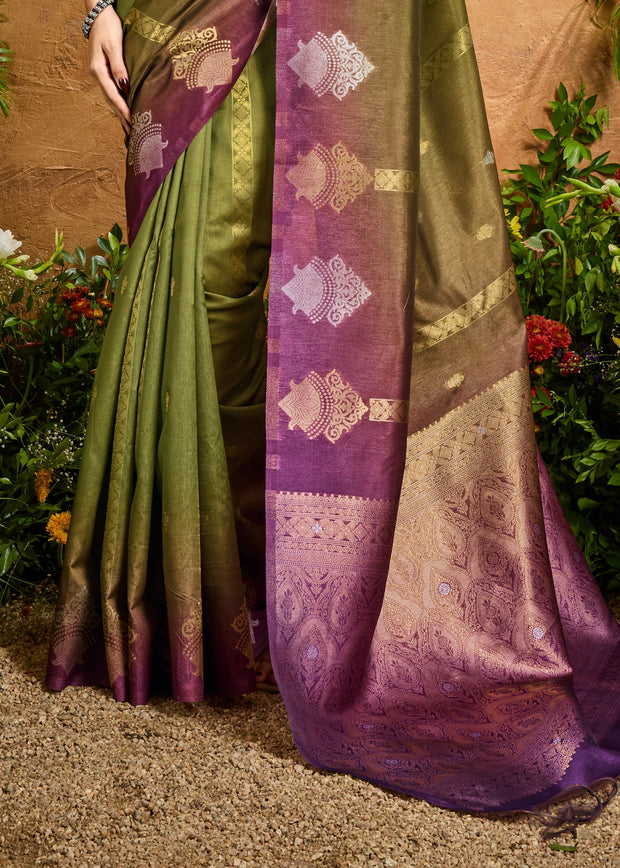 Henna Green Woven Banarasi Silk Saree
