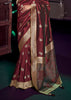 “Exclusive Offer” : Rich Maroon Woven Banarasi Silk Saree With Embroidered Blouse