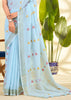 Sky Blue Woven Linen Silk Saree