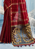 Red Woven Munga Cotton Saree