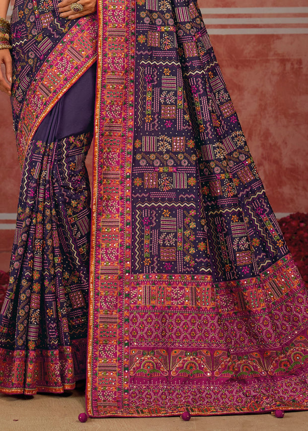 Patrician Purple Embroidered Designer Saree
