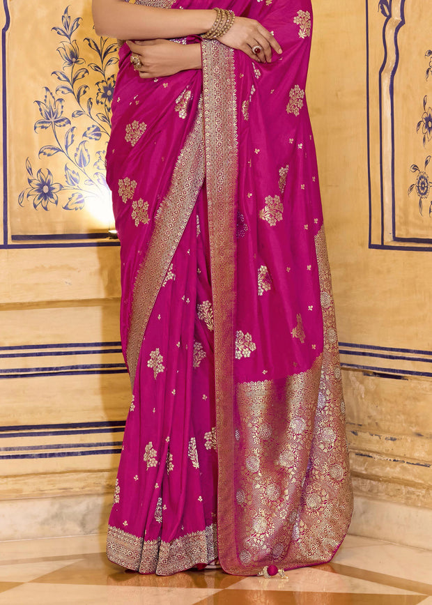 Princess Pink Woven Banarasi Silk Saree