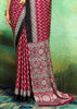 Scarlet Red Printed Satin Silk Saree