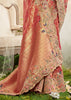 Peach Pink Embroidered Designer Saree