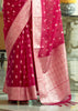 Ruby Red Woven Organza Silk Saree