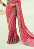 Queen Pink Woven Georgette Bandhej Designer Saree