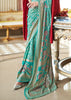 Ceramic Blue Printed Georgette Silk Saree
