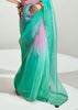 Aqua Green Ombre Banarasi Tissue Saree