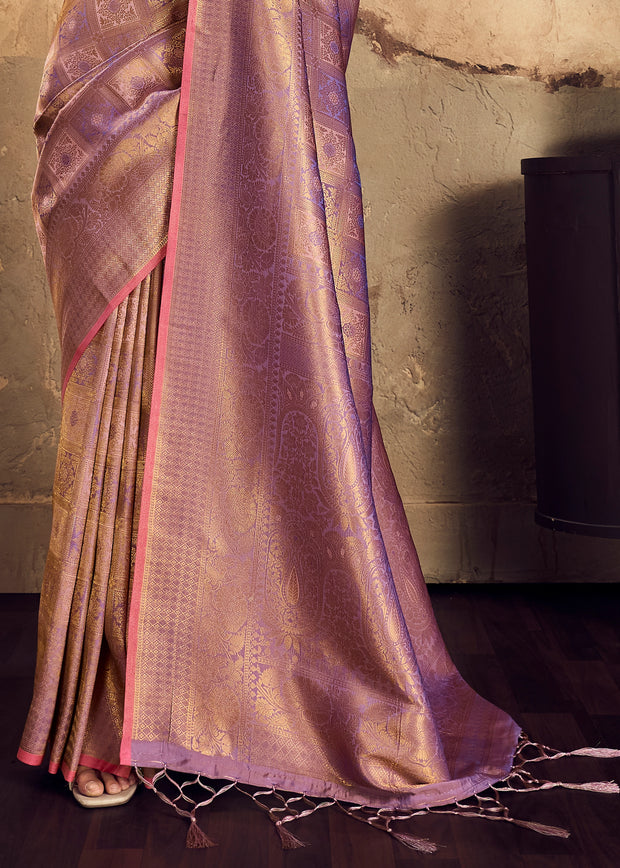 Metallic Purple Woven Kanjivaram Silk Saree