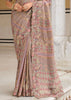 Mauve Purple Designer Embroidered Silk Saree