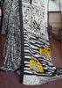 Elegant Black & White Print City Satin Crepe Saree