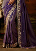 Royal Purple Embroidered Tissue Saree