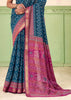Teal Blue Patola Printed Cotton Silk Saree