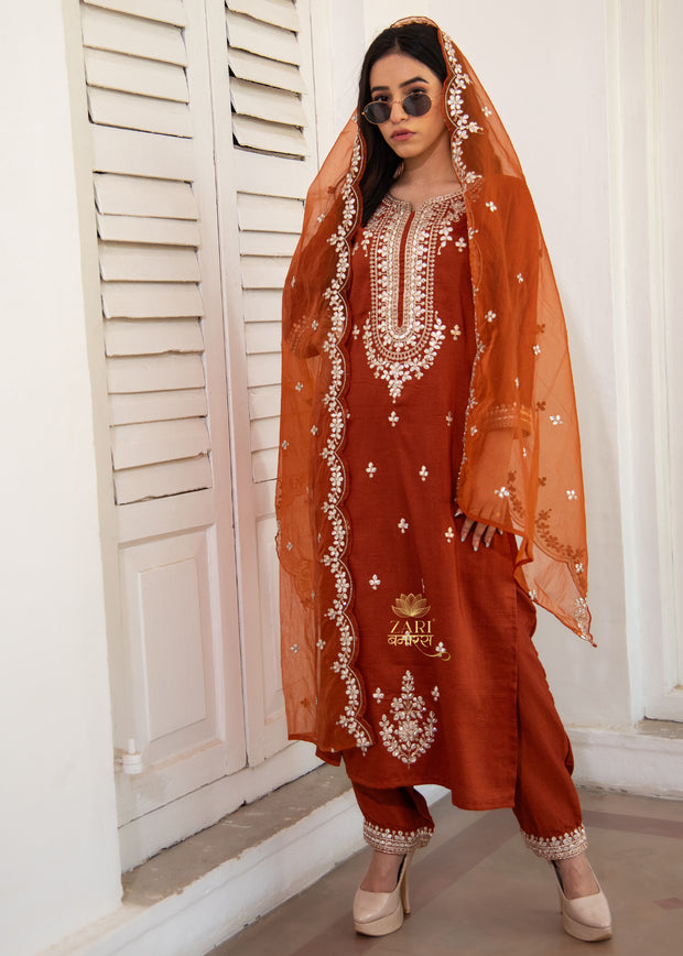 Brown Sienna Bloom Thread Suit Set (10702833352897)