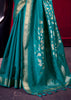 Peacock Blue Banarasi Satin Linen Silk Saree