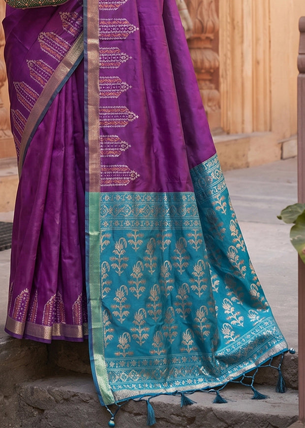 Magic Purple Woven Banarasi Silk Saree