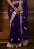 Grape Violet Embroidered Designer Organza Saree