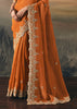 Orange Tissue Embroidered Wedding Wear Saree