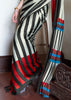 Black White Bold Stripe Printed Satin Crepe Saree