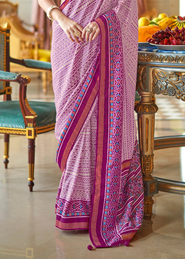 Dahlia Purple Printed Soft Silk Saree