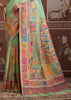 Pista Green Woven Cotton Kashmiri Jamewar Saree
