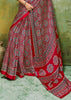 Red Printed Satin Silk Saree