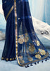 Midnight Blue Woven Cotton Silk Saree