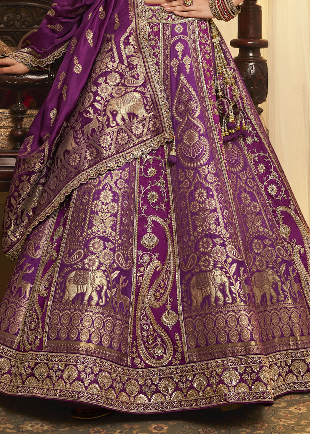 Royal Purple Banarasi Designer Lehenga