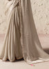 Silver Grey Designer Organza Tissue Silk Saree With Printed Blouse