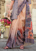 Grey And Peach Digital Printed Soft Silk Saree