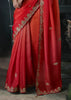 Rose Red Embroidered Designer Saree