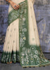 Antique Green Printed Cotton Silk Saree