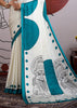 Teal Blue Printed Satin Silk Saree