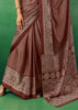 Coffee Brown Printed Satin Silk Saree