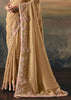 Beige Tissue Embroidered Wedding Wear Saree