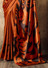 Apricot Orange Printed Satin Silk Saree