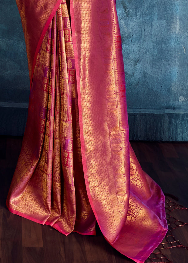 Fuchsia Purple Banarasi Silk Saree