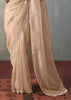 Golden Beige Embroidered Silk Saree With Heavy Blouse