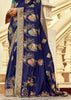 Royal Blue Woven Banarasi Designer Silk Saree With Contrast Blouse