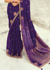 Regal Purple Woven Banarasi Embroidered Organza Satin Saree