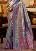 Indigo Blue Woven Tissue Silk Saree