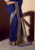 Navy Blue Woven Crepe Georgette Saree