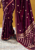 Wine Purple Woven Banarasi Satin Silk Saree
