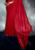 Poppy Red Designer Silk Saree