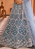 Teal Blue Embroidered Net Lehenga