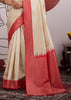 Red Border Ivory Woven Banarasi Silk Saree