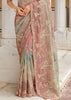 Dry Rose Pink Designer Embroidered Silk Saree