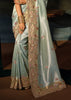 Mint Blue Embroidered Silk Saree