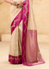 Off White Woven Satin Silk Saree