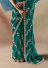 Emerald Green Satin Organza Embroidered Saree